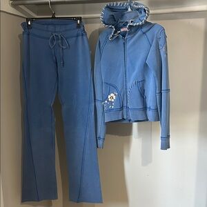 Blue Women’s Hoodie & Flare Sweatpants Set